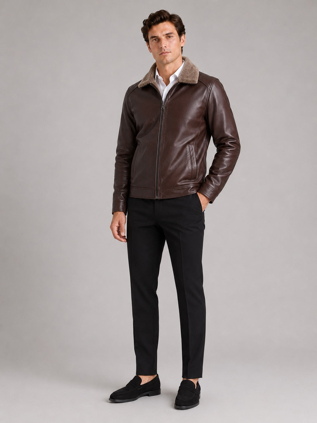 Men’s Leather Biker Autumn Jacket Fleece Lined Warm Winter Jacket for Casual Streetwear and Everyday Wear