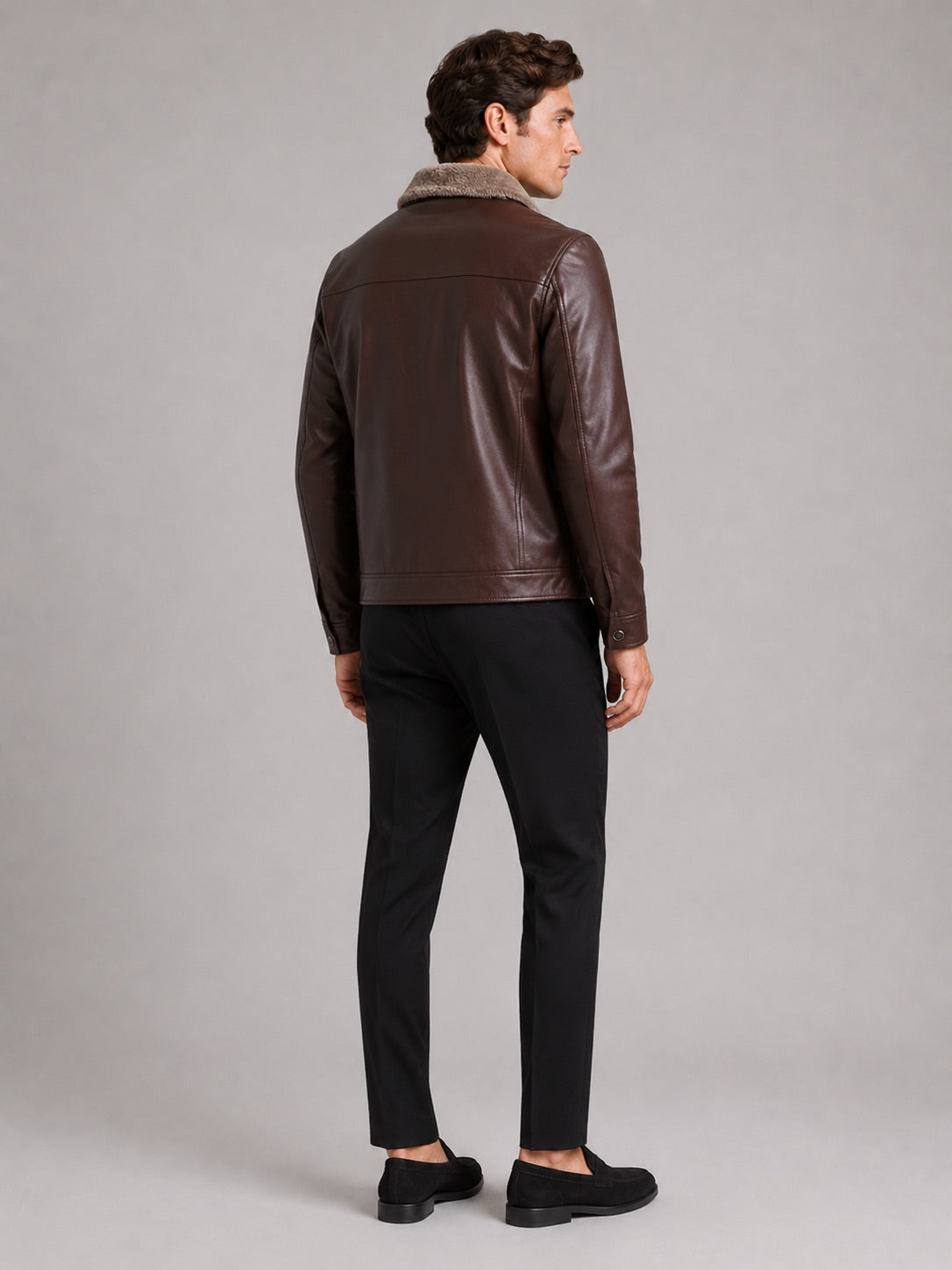 Men’s Leather Biker Autumn Jacket Fleece Lined Warm Winter Jacket for Casual Streetwear and Everyday Wear