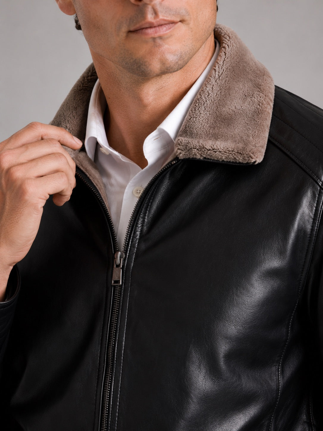 Men’s Leather Biker Autumn Jacket Fleece Lined Warm Winter Jacket for Casual Streetwear and Everyday Wear