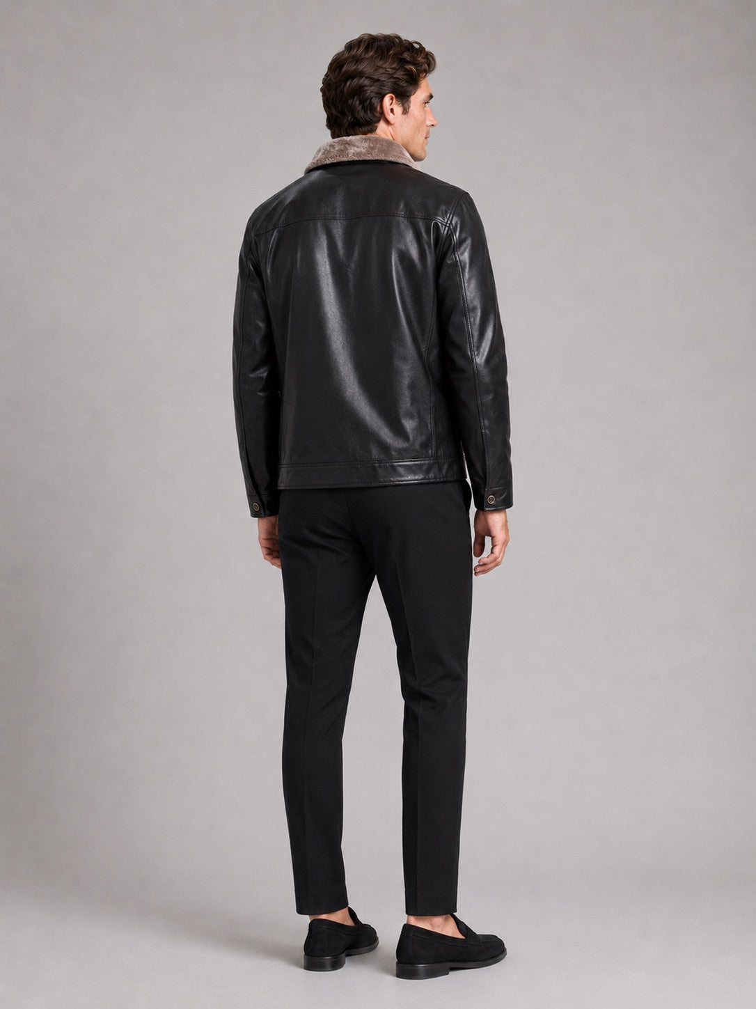 Men’s Leather Biker Autumn Jacket Fleece Lined Warm Winter Jacket for Casual Streetwear and Everyday Wear