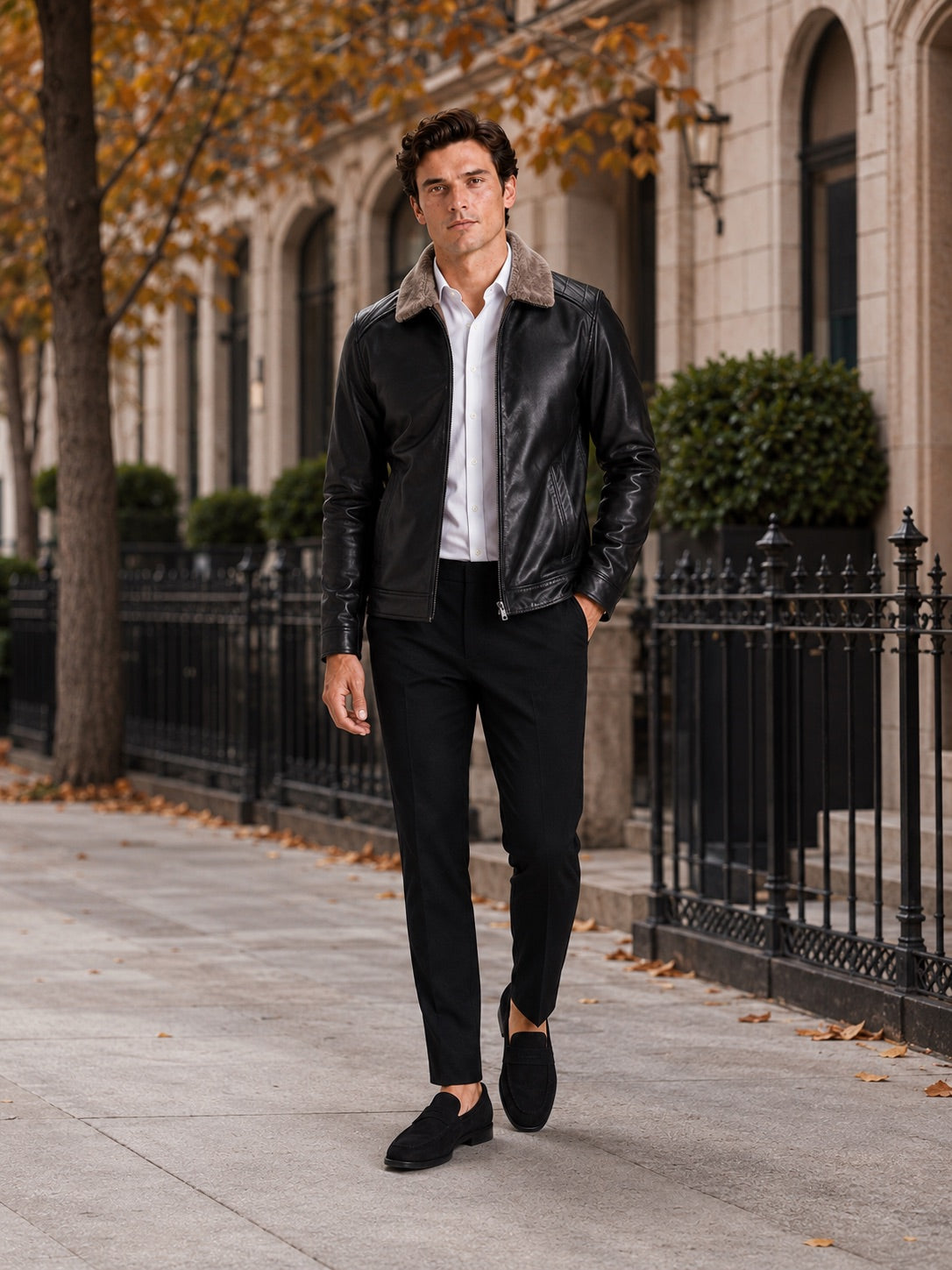 Men’s Leather Biker Autumn Jacket Fleece Lined Warm Winter Jacket for Casual Streetwear and Everyday Wear