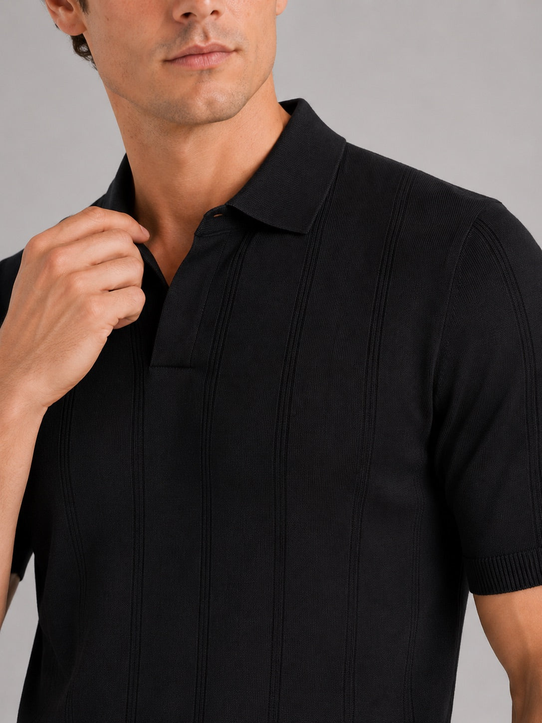 Men’s Knit Polo Shirt Slim Fit Short Sleeve Solid Colour Summer Polo for Casual and Vacation Wear