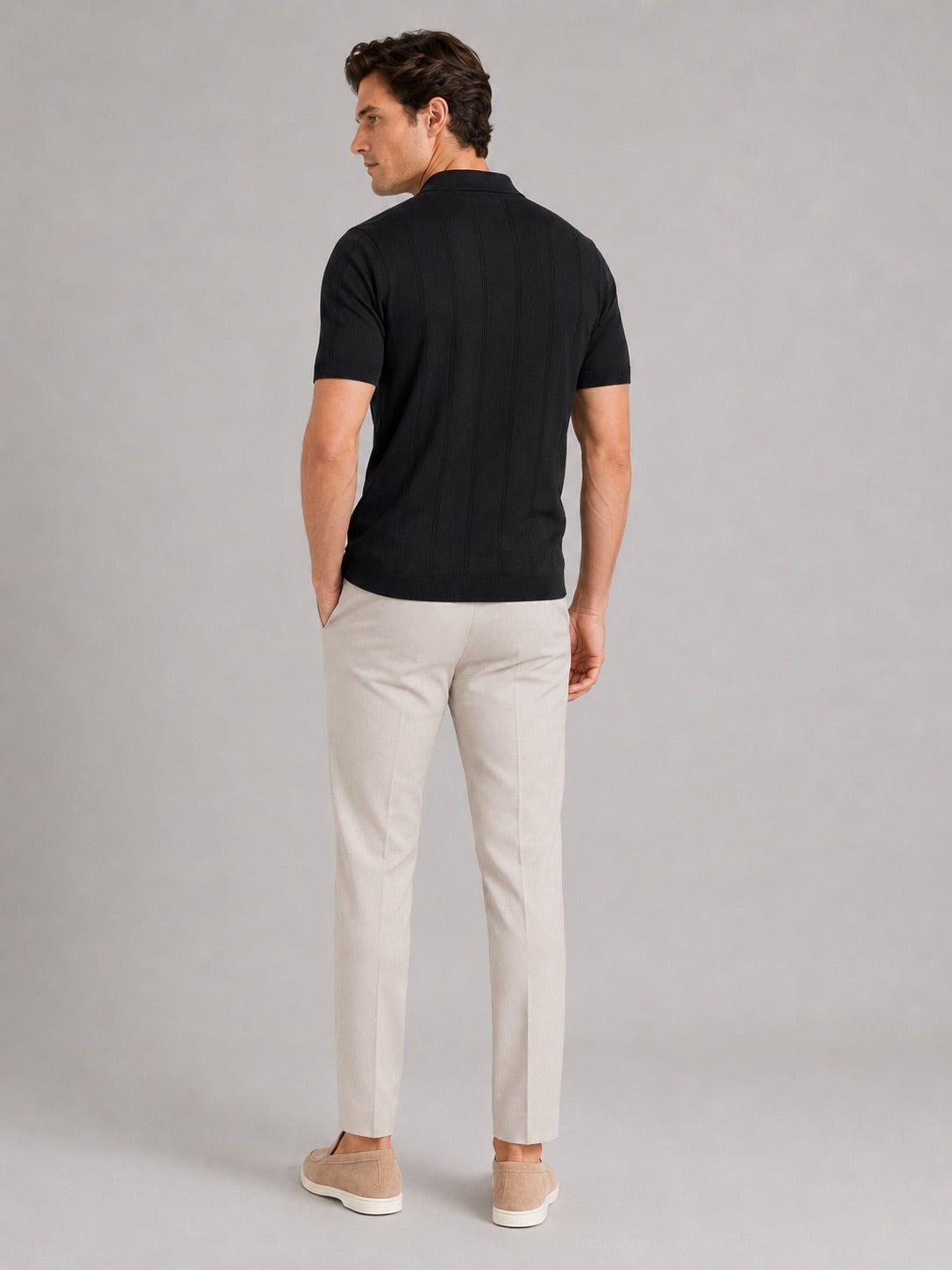 Men’s Knit Polo Shirt Slim Fit Short Sleeve Solid Colour Summer Polo for Casual and Vacation Wear