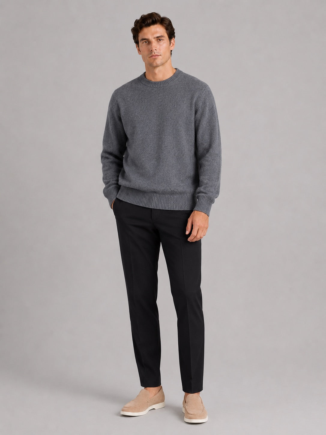 Men’s Crewneck Jumper Loose Fit Knit Pullover Autumn Winter Casual Top for Everyday Wear