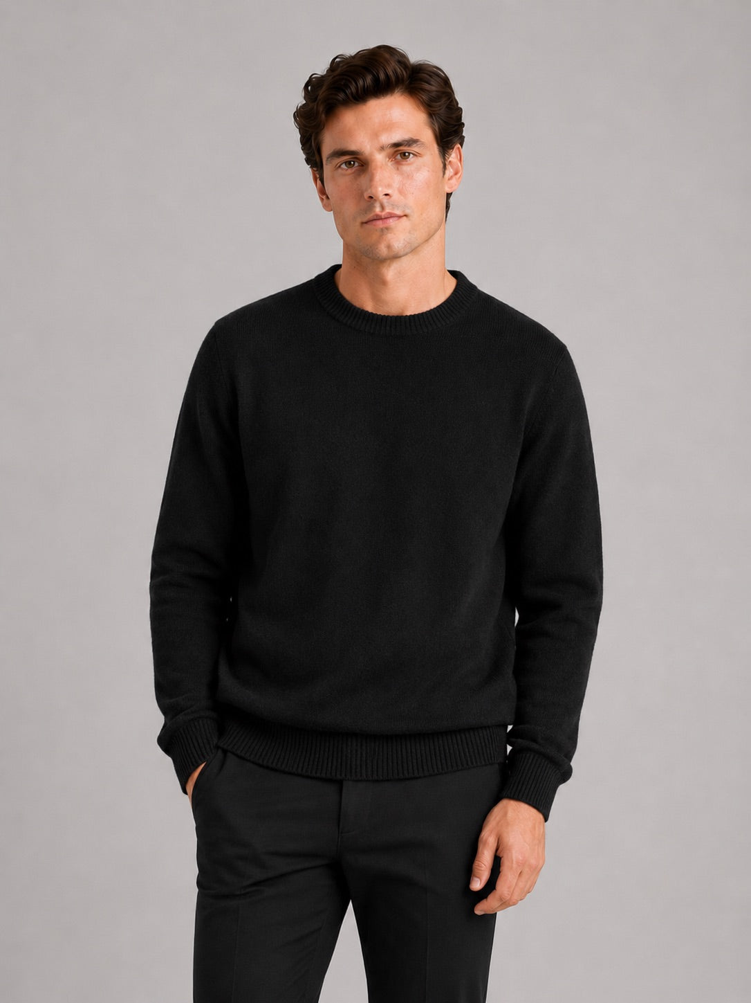 Men’s Crewneck Jumper Loose Fit Knit Pullover Autumn Winter Casual Top for Everyday Wear