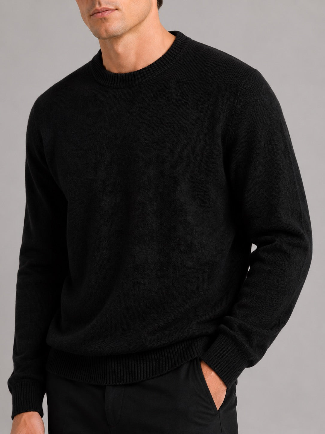 Men’s Crewneck Jumper Loose Fit Knit Pullover Autumn Winter Casual Top for Everyday Wear