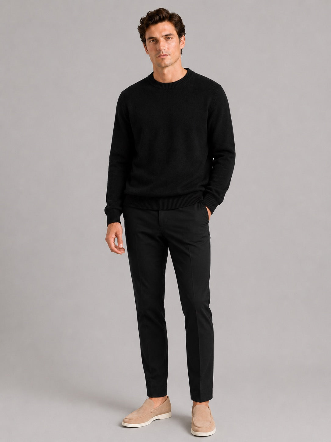 Men’s Crewneck Jumper Loose Fit Knit Pullover Autumn Winter Casual Top for Everyday Wear