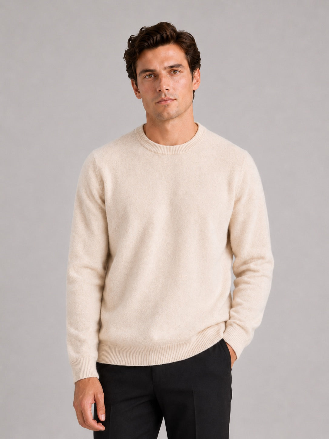 Men’s Crewneck Jumper Loose Fit Knit Pullover Autumn Winter Casual Top for Everyday Wear