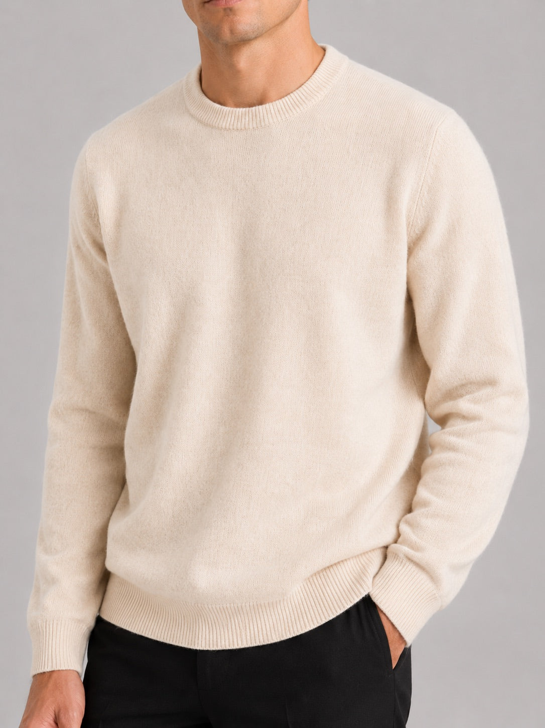 Men’s Crewneck Jumper Loose Fit Knit Pullover Autumn Winter Casual Top for Everyday Wear