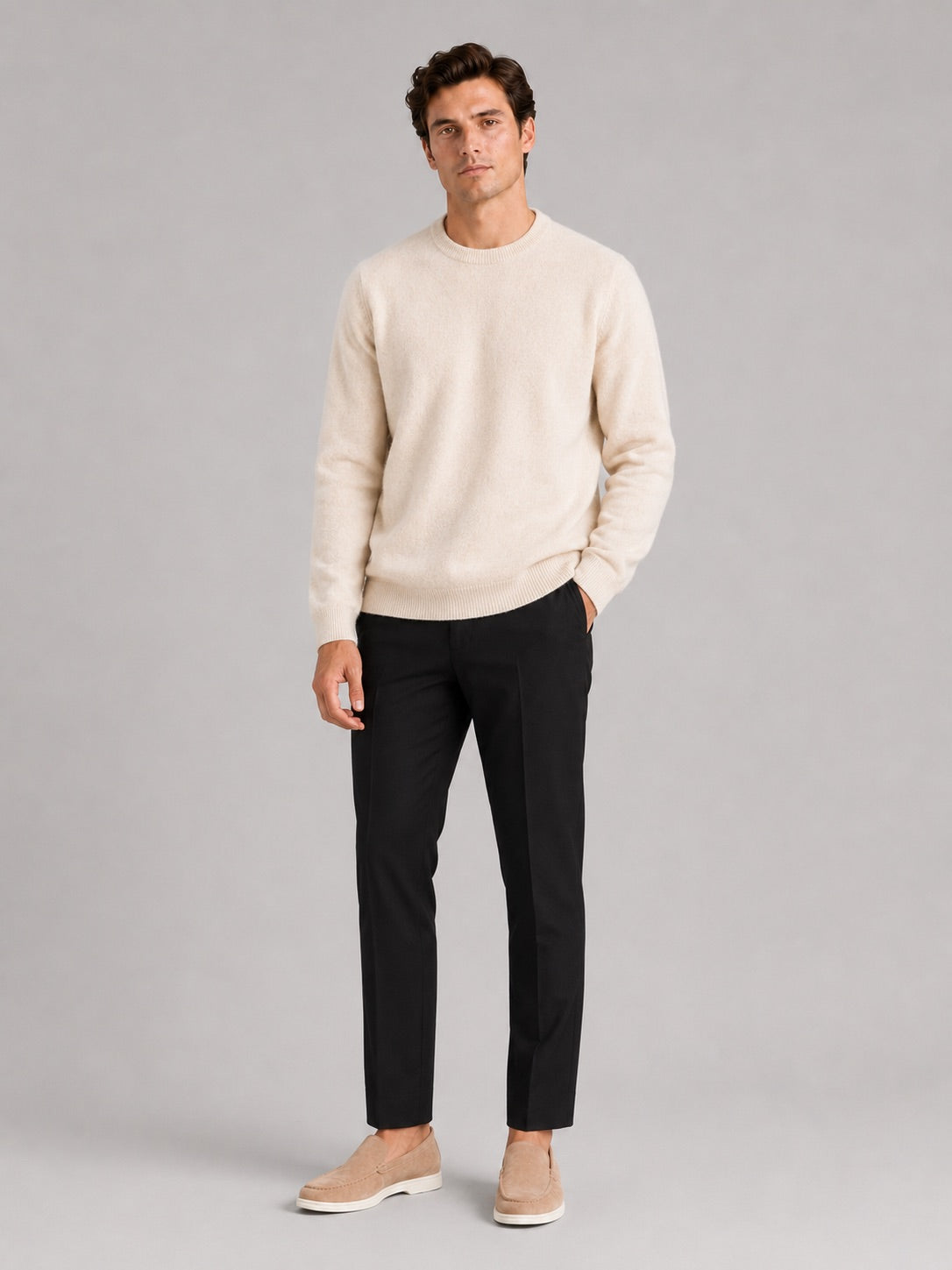 Men’s Crewneck Jumper Loose Fit Knit Pullover Autumn Winter Casual Top for Everyday Wear