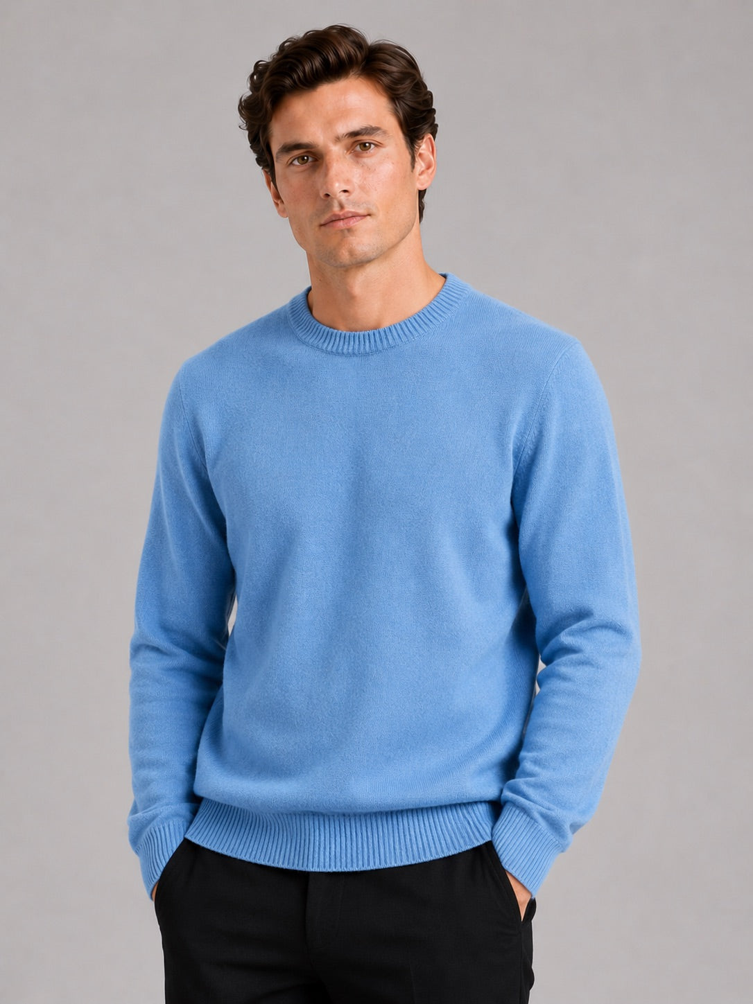 Men’s Crewneck Jumper Loose Fit Knit Pullover Autumn Winter Casual Top for Everyday Wear