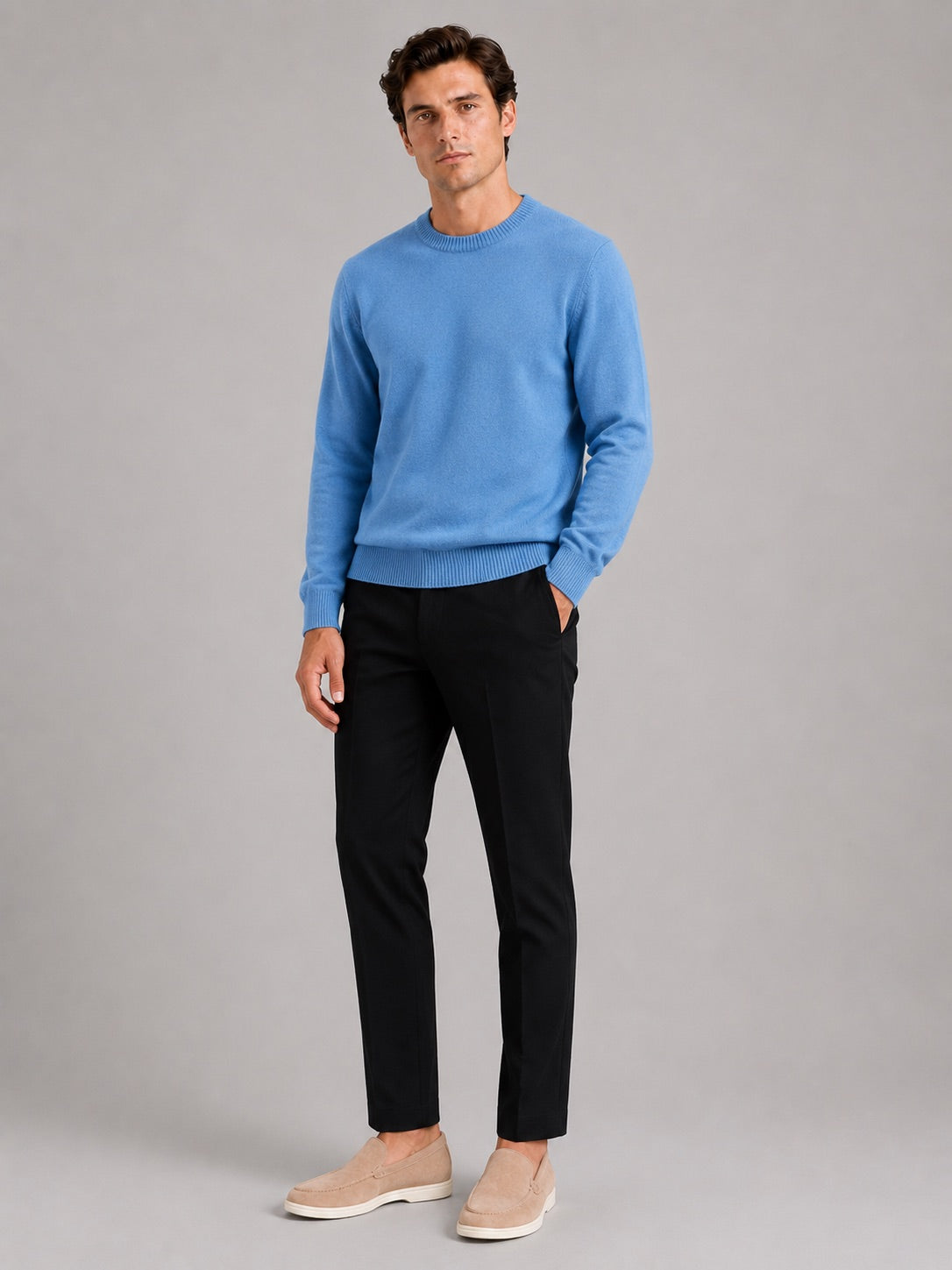 Men’s Crewneck Jumper Loose Fit Knit Pullover Autumn Winter Casual Top for Everyday Wear