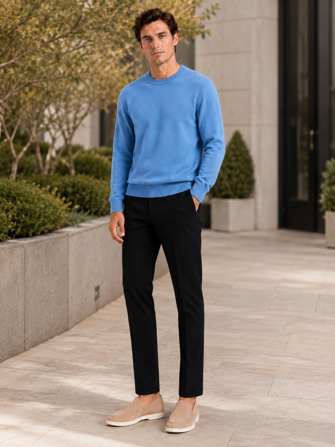 Men’s Crewneck Jumper Loose Fit Knit Pullover Autumn Winter Casual Top for Everyday Wear