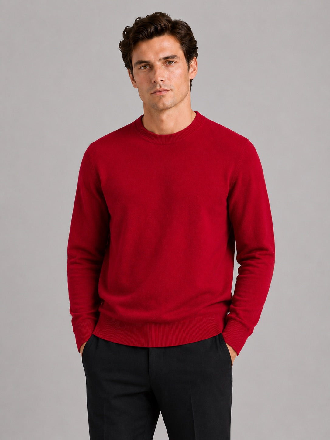 Men’s Crewneck Jumper Loose Fit Knit Pullover Autumn Winter Casual Top for Everyday Wear
