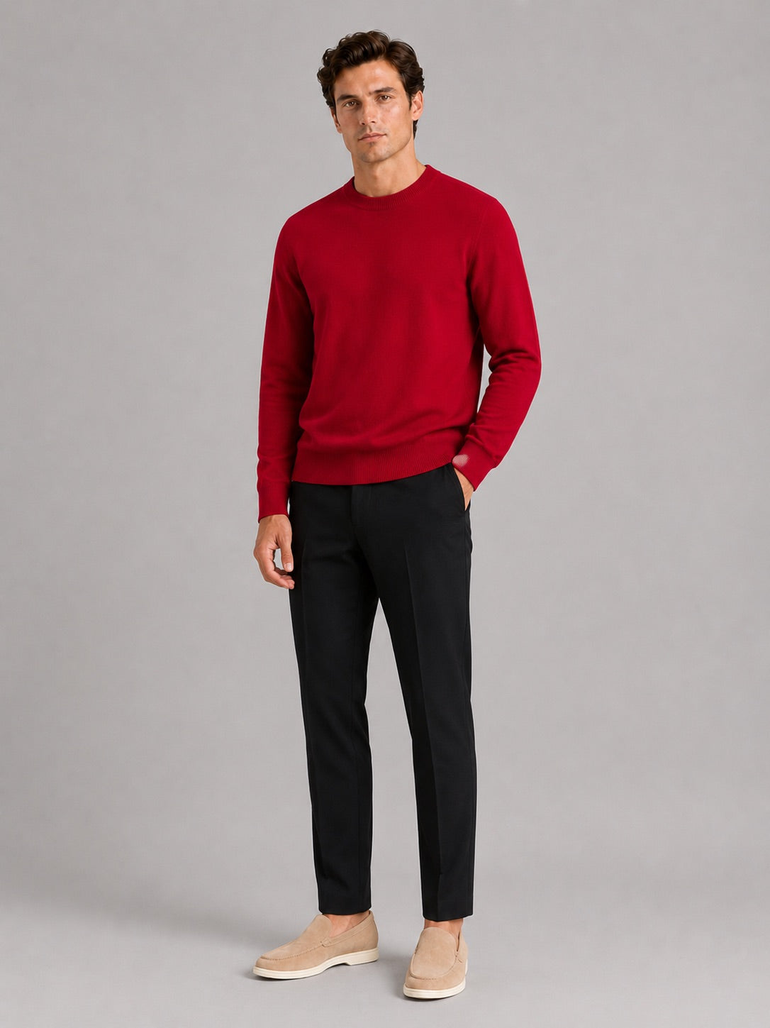 Men’s Crewneck Jumper Loose Fit Knit Pullover Autumn Winter Casual Top for Everyday Wear
