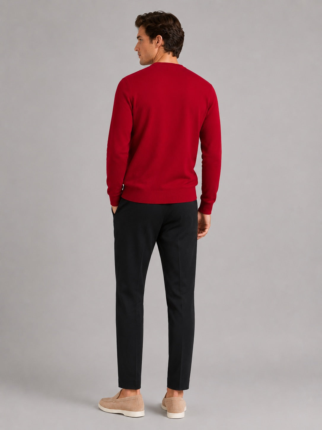 Men’s Crewneck Jumper Loose Fit Knit Pullover Autumn Winter Casual Top for Everyday Wear
