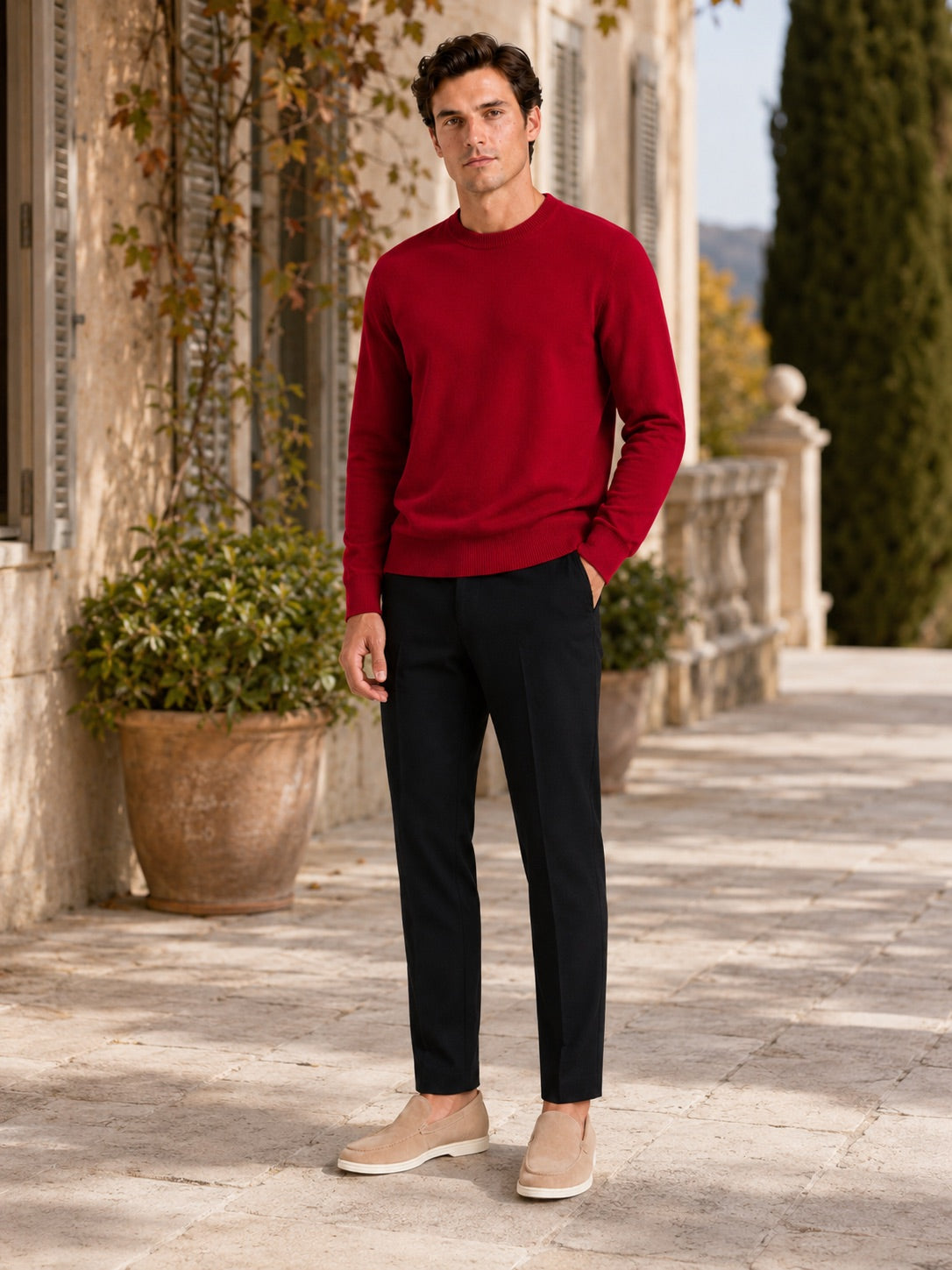 Men’s Crewneck Jumper Loose Fit Knit Pullover Autumn Winter Casual Top for Everyday Wear