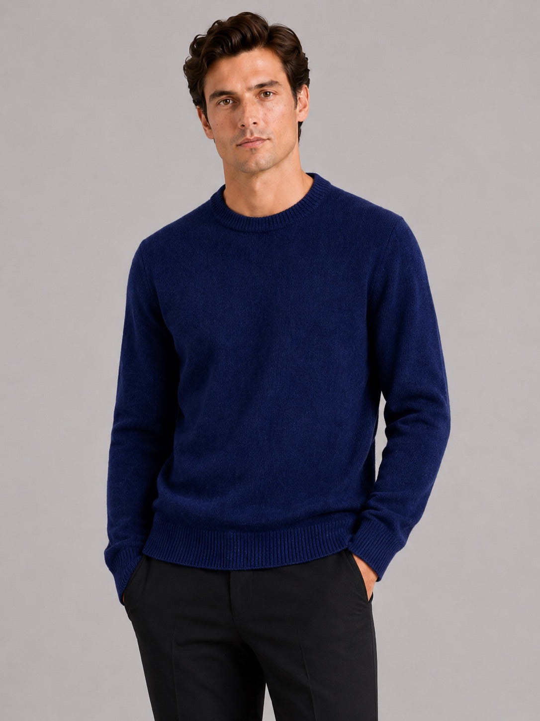 Men’s Crewneck Jumper Loose Fit Knit Pullover Autumn Winter Casual Top for Everyday Wear