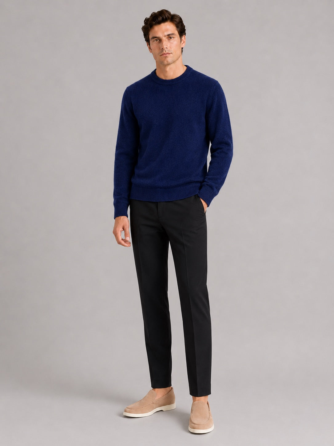 Men’s Crewneck Jumper Loose Fit Knit Pullover Autumn Winter Casual Top for Everyday Wear
