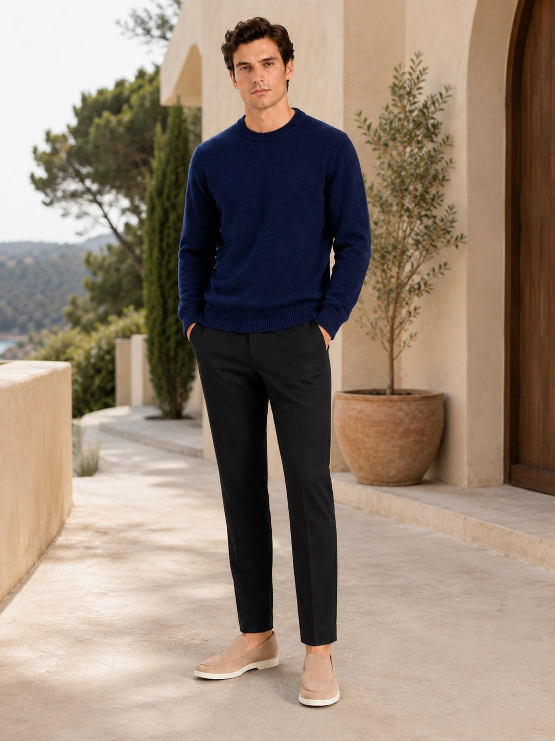 Men’s Crewneck Jumper Loose Fit Knit Pullover Autumn Winter Casual Top for Everyday Wear