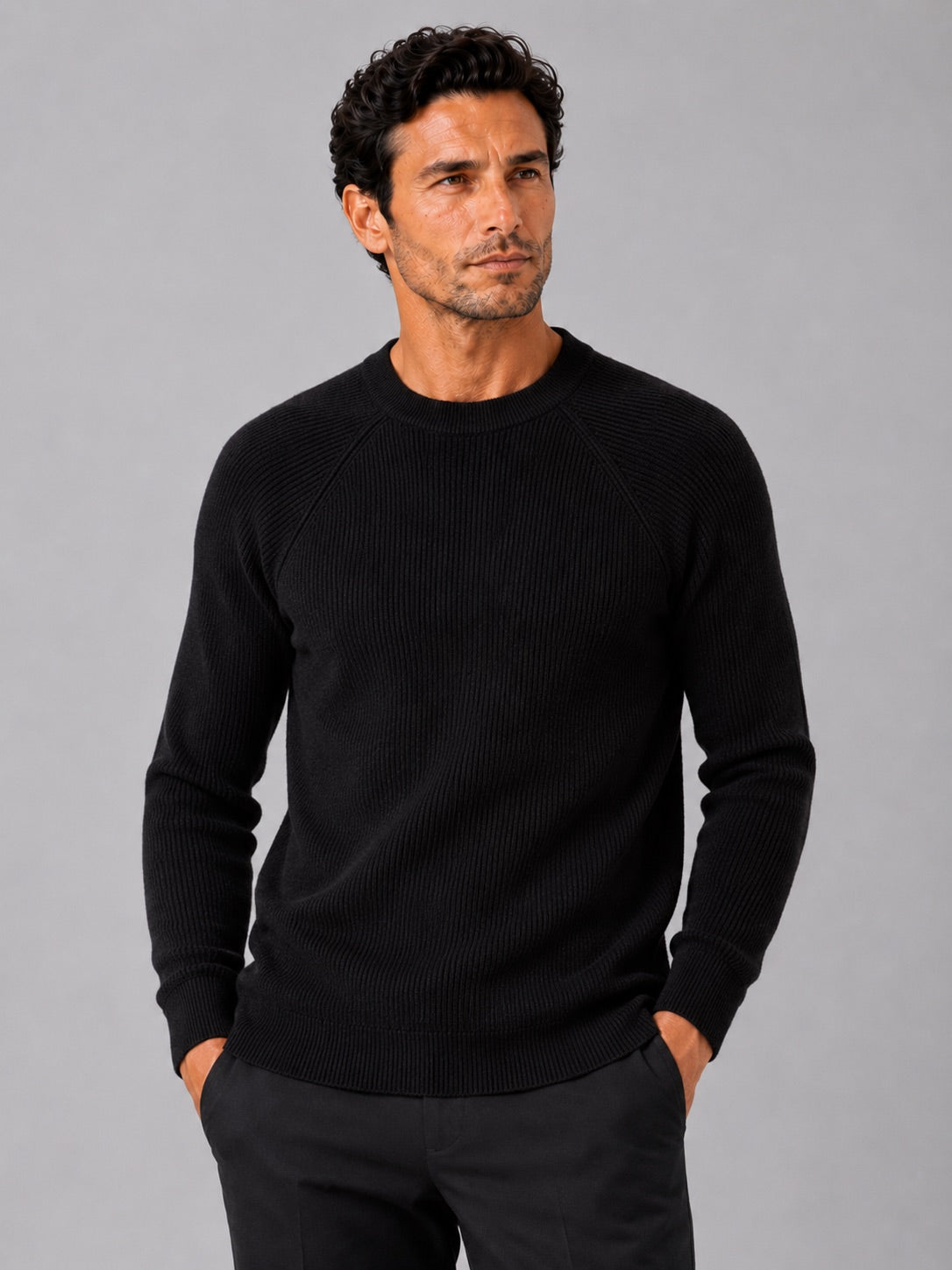 Men’s Crewneck Jumper Slim Fit Thick Long Sleeve Autumn Winter Pullover for Business Casual and Everyday Wear