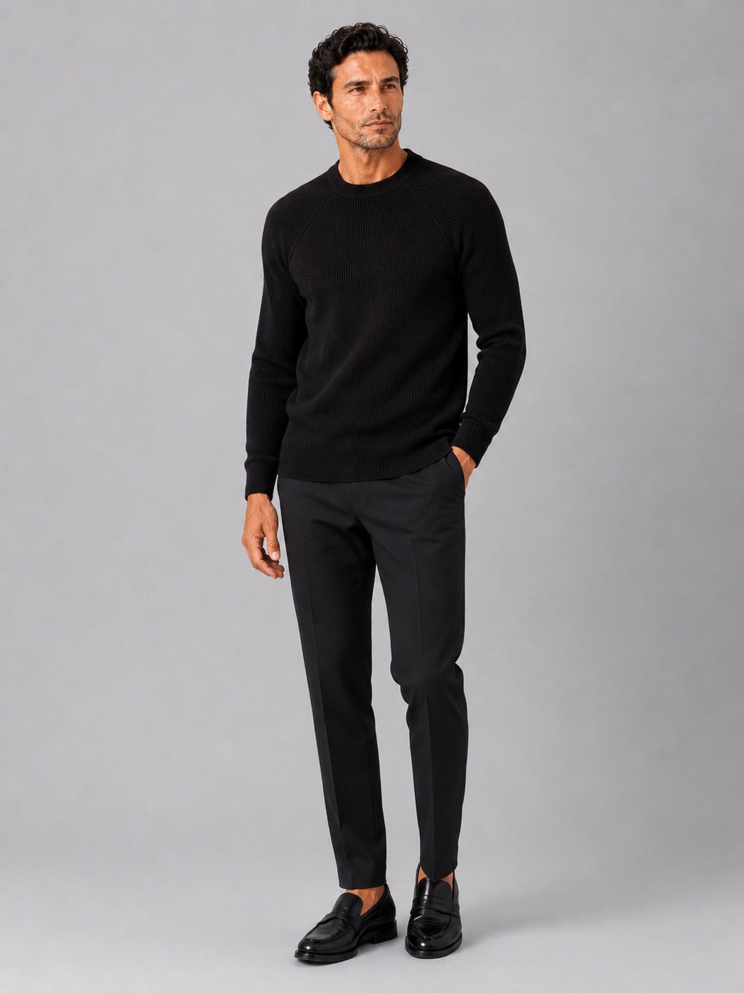 Men’s Crewneck Jumper Slim Fit Thick Long Sleeve Autumn Winter Pullover for Business Casual and Everyday Wear