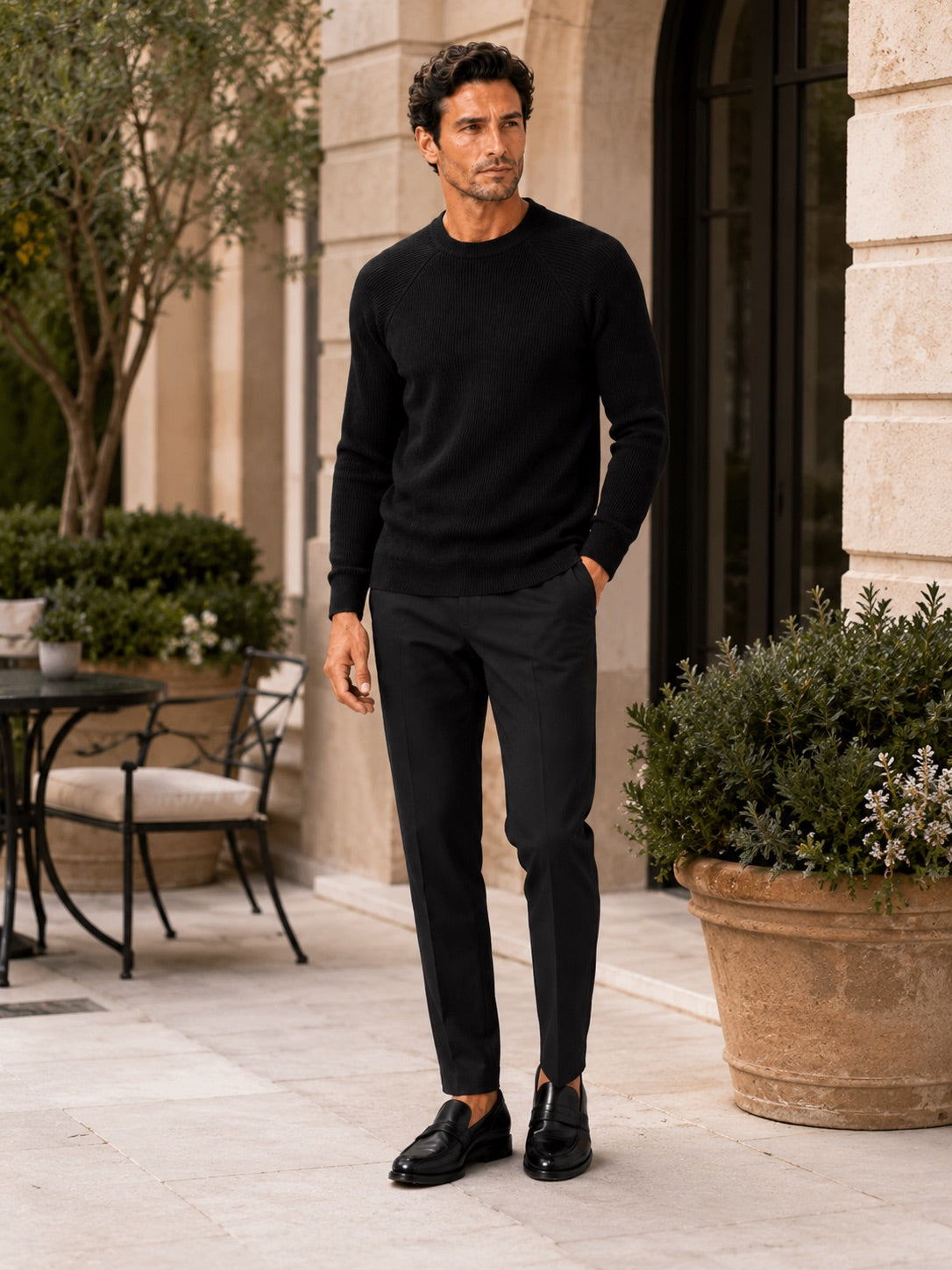Men’s Crewneck Jumper Slim Fit Thick Long Sleeve Autumn Winter Pullover for Business Casual and Everyday Wear