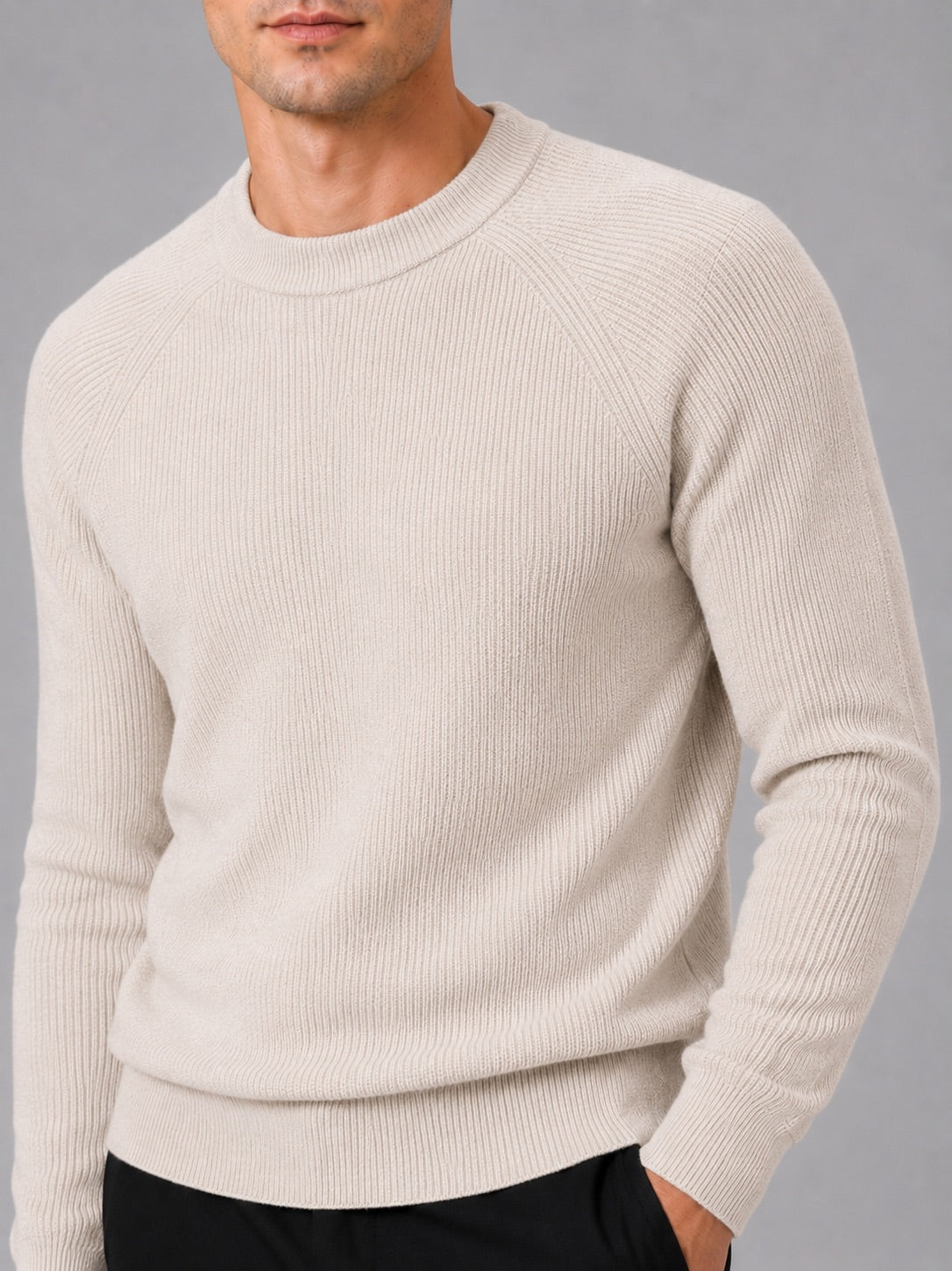 Men’s Crewneck Jumper Slim Fit Thick Long Sleeve Autumn Winter Pullover for Business Casual and Everyday Wear