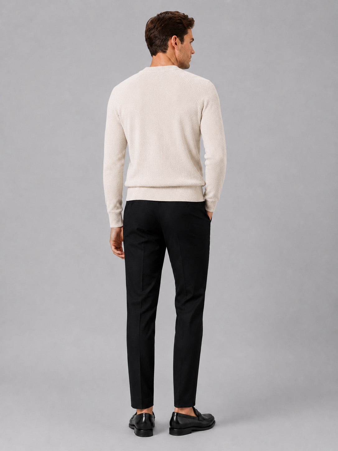 Men’s Crewneck Jumper Slim Fit Thick Long Sleeve Autumn Winter Pullover for Business Casual and Everyday Wear