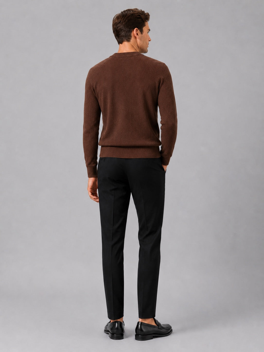 Men’s Crewneck Jumper Slim Fit Thick Long Sleeve Autumn Winter Pullover for Business Casual and Everyday Wear