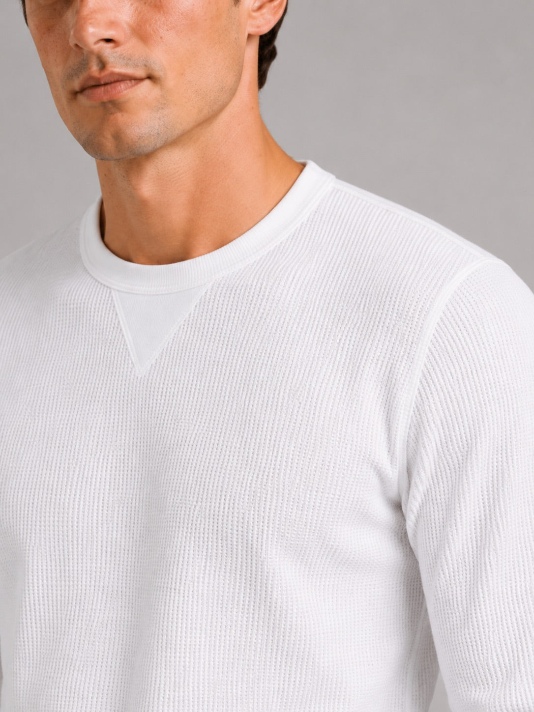 Men’s Waffle Knit Shirt Long Sleeve Crewneck Autumn Winter Base Layer for Casual and Everyday Wear