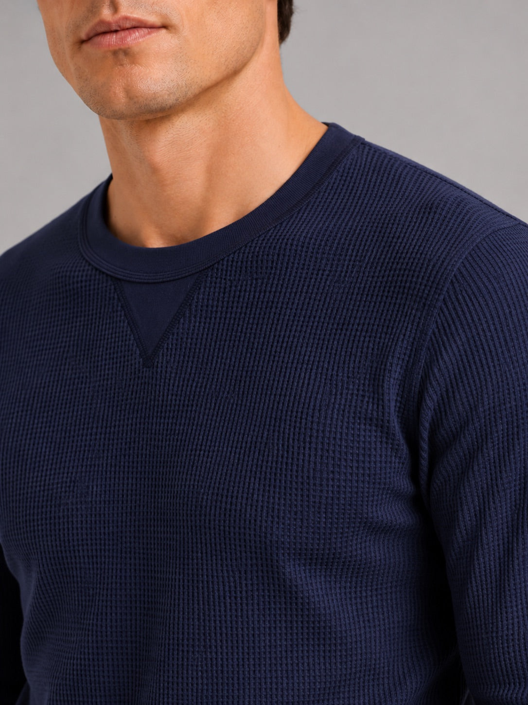 Men’s Waffle Knit Shirt Long Sleeve Crewneck Autumn Winter Base Layer for Casual and Everyday Wear