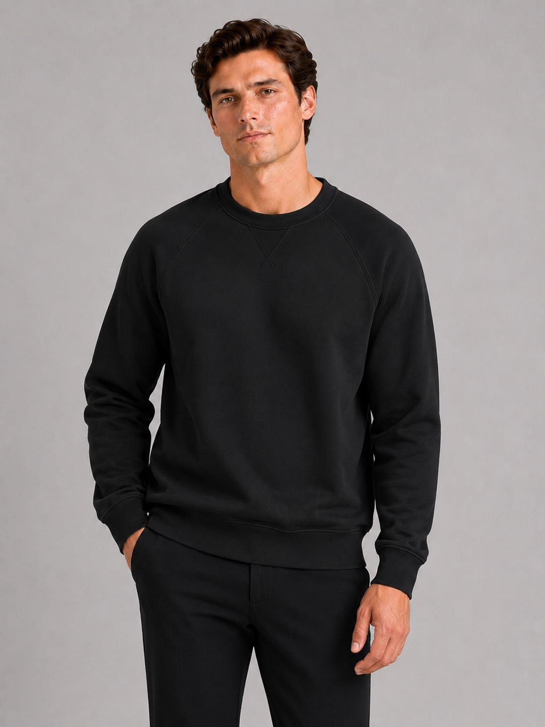 Men’s Heavyweight Crewneck Jumper 100% Cotton Long Sleeve Autumn Casual Pullover for Sports and Everyday Wear