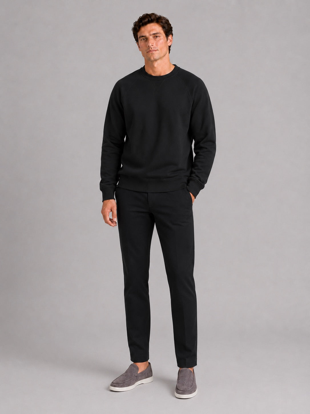 Men’s Heavyweight Crewneck Jumper 100% Cotton Long Sleeve Autumn Casual Pullover for Sports and Everyday Wear