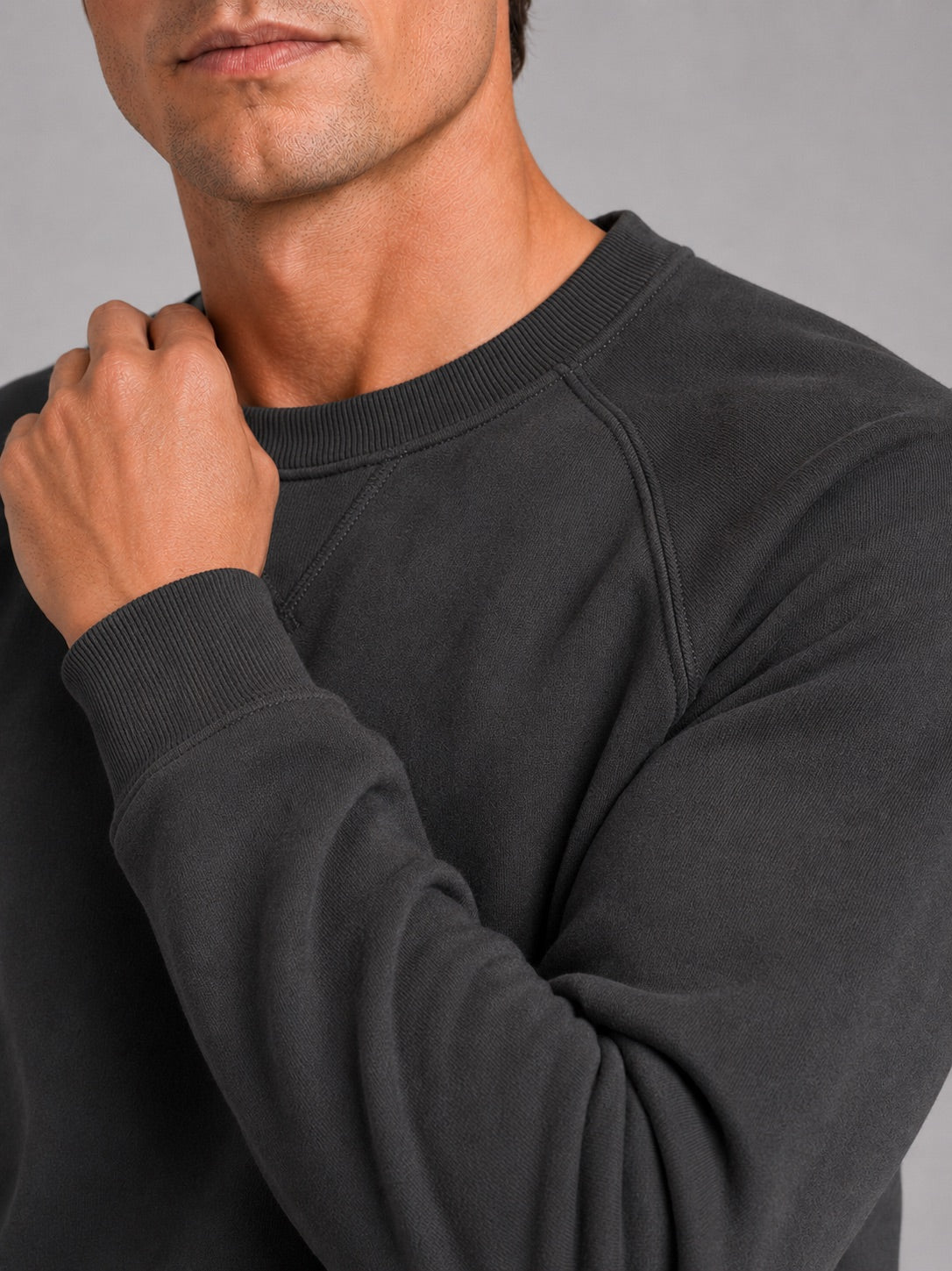 Men’s Heavyweight Crewneck Jumper 100% Cotton Long Sleeve Autumn Casual Pullover for Sports and Everyday Wear