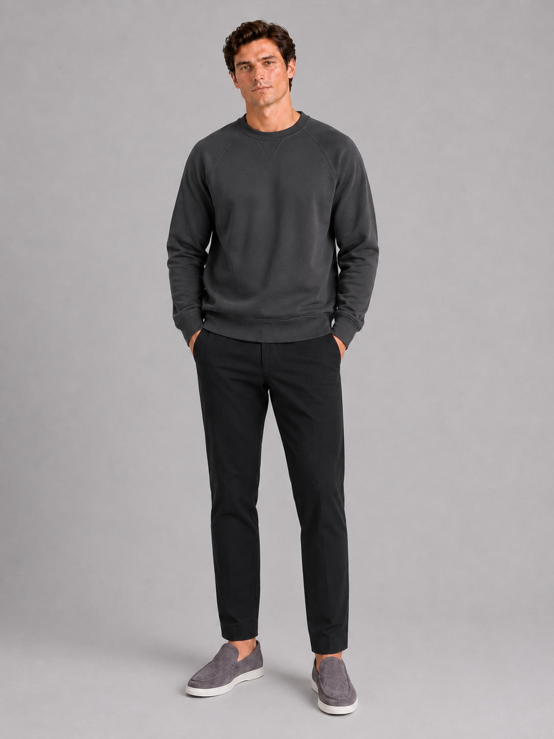 Men’s Heavyweight Crewneck Jumper 100% Cotton Long Sleeve Autumn Casual Pullover for Sports and Everyday Wear