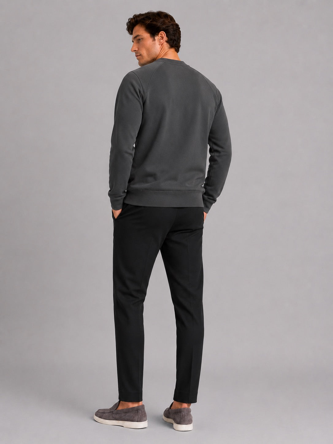 Men’s Heavyweight Crewneck Jumper 100% Cotton Long Sleeve Autumn Casual Pullover for Sports and Everyday Wear