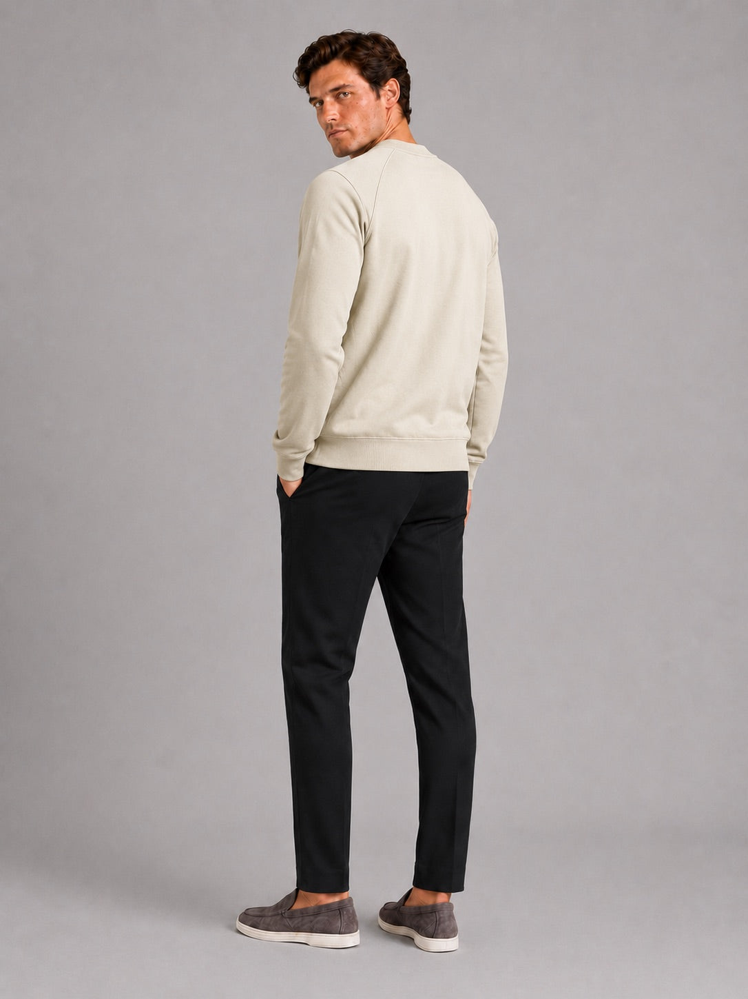 Men’s Heavyweight Crewneck Jumper 100% Cotton Long Sleeve Autumn Casual Pullover for Sports and Everyday Wear