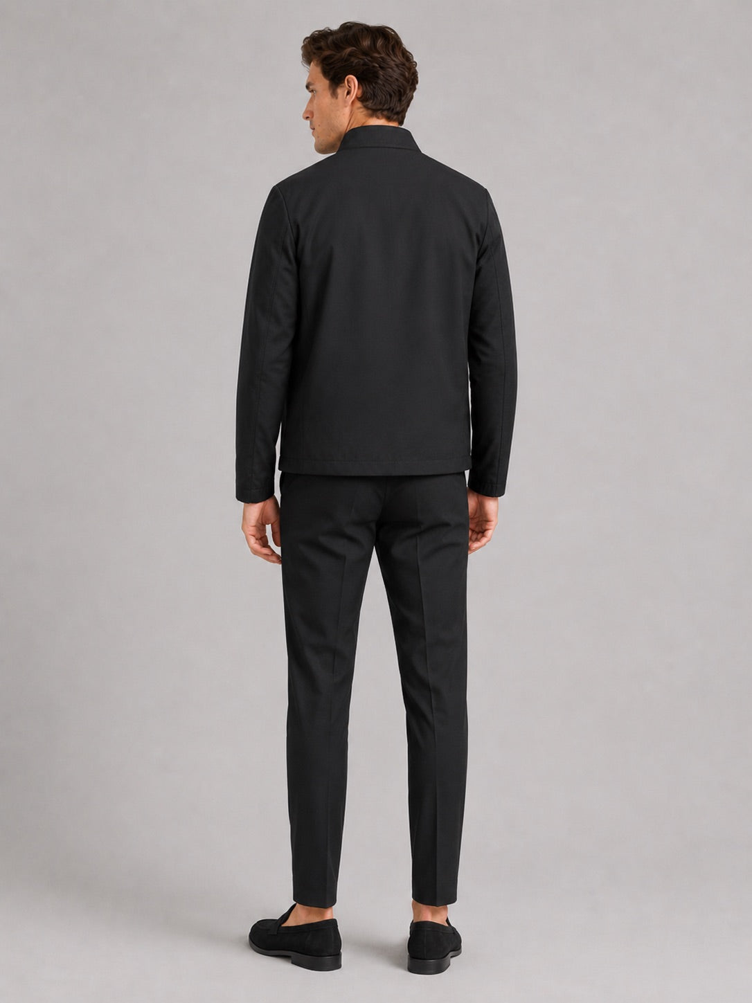 Men’s Stand Collar Autumn Jacket Wear-Resistant Casual Autumn Workwear Jacket for Business Commuting and Everyday Wear