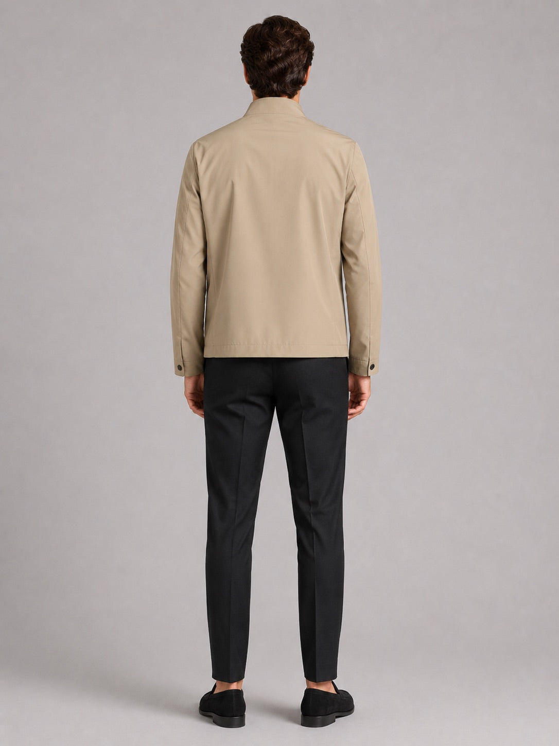 Men’s Stand Collar Autumn Jacket Wear-Resistant Casual Autumn Workwear Jacket for Business Commuting and Everyday Wear