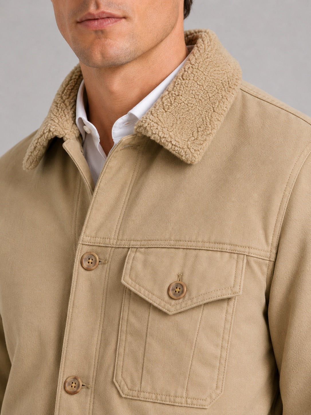 Men’s Fleece Autumn Jacket Thick Warm Windproof Winter Jacket with Fur Collar for Outdoor and Everyday Wear