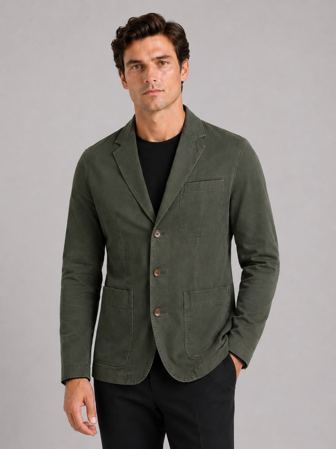 Men’s Military Blazer Jacket Washed Cotton Casual Autumn Jacket for Business Casual and Everyday Wear