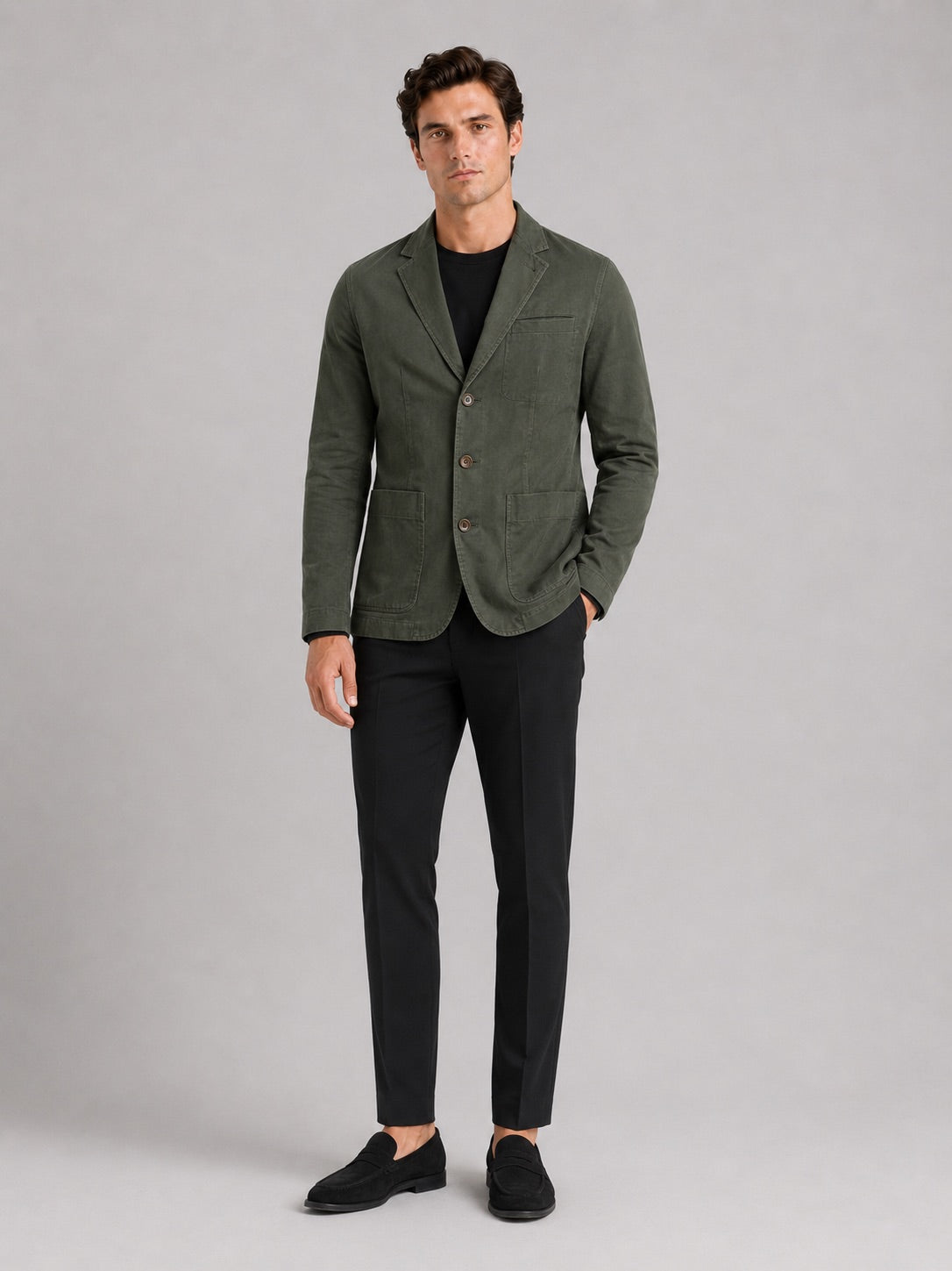 Men’s Military Blazer Jacket Washed Cotton Casual Autumn Jacket for Business Casual and Everyday Wear