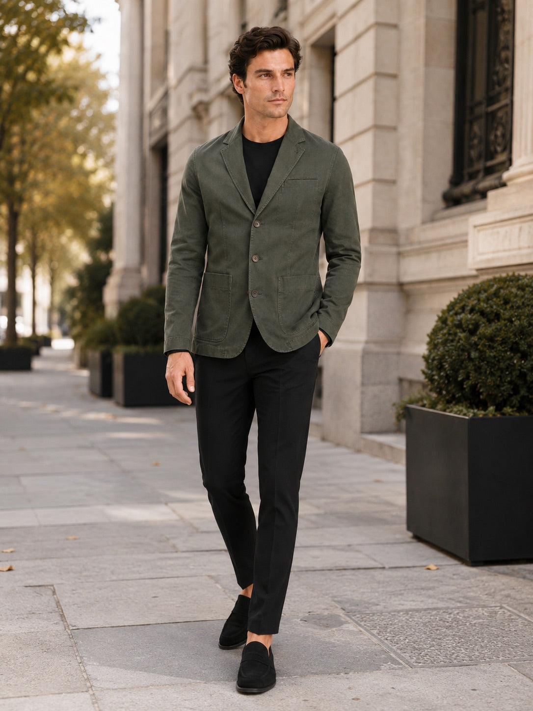 Men’s Military Blazer Jacket Washed Cotton Casual Autumn Jacket for Business Casual and Everyday Wear