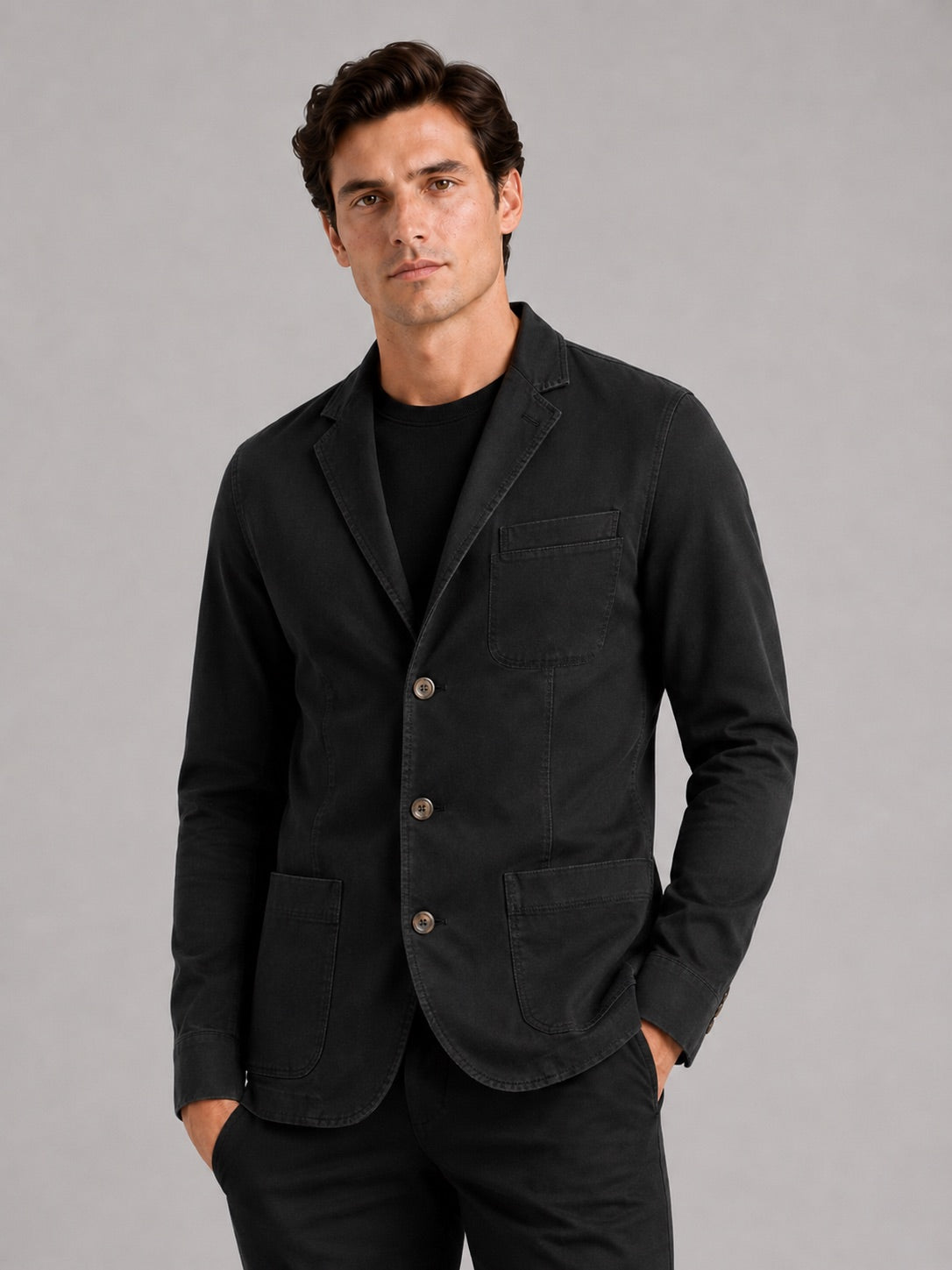 Men’s Military Blazer Jacket Washed Cotton Casual Autumn Jacket for Business Casual and Everyday Wear