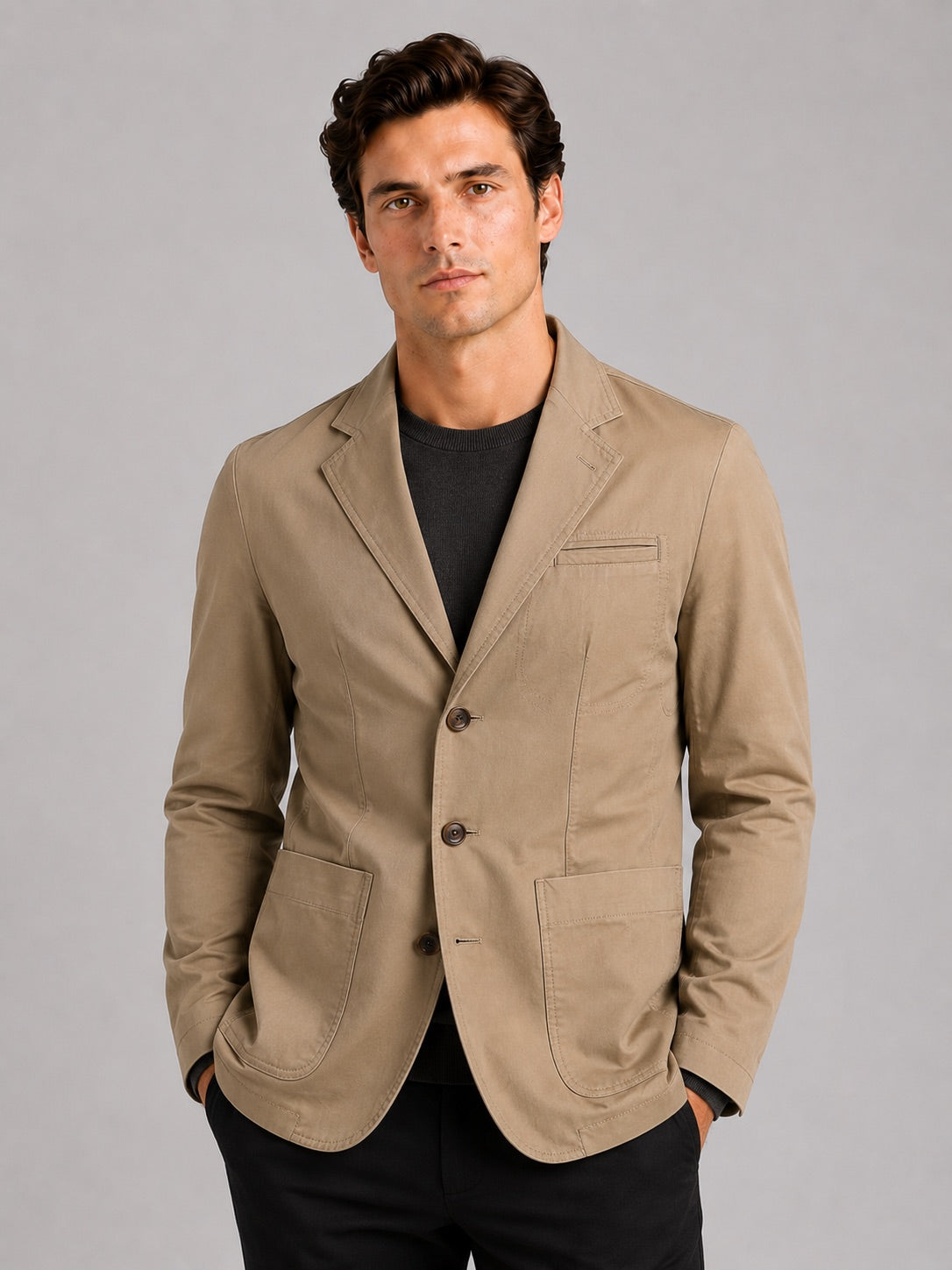 Men’s Military Blazer Jacket Washed Cotton Casual Autumn Jacket for Business Casual and Everyday Wear