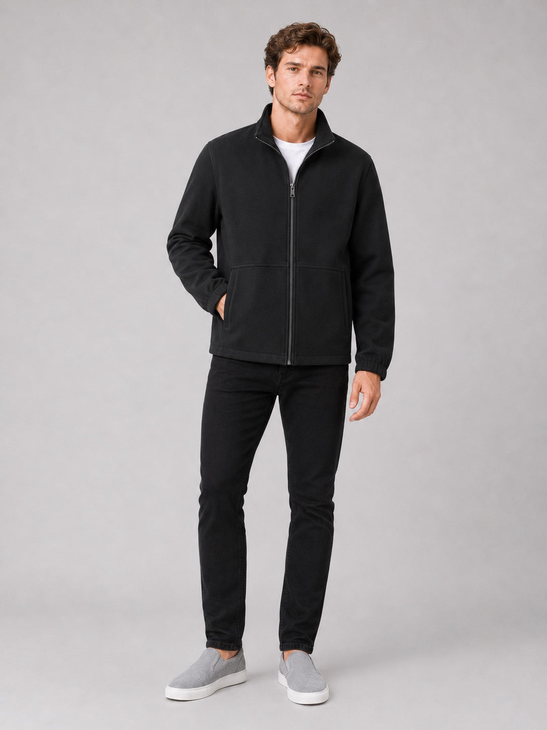 Men’s Autumn Jacket Stand Collar Zip-Up Loose Fit Casual Work wear Jacket for Travel and Everyday Wear