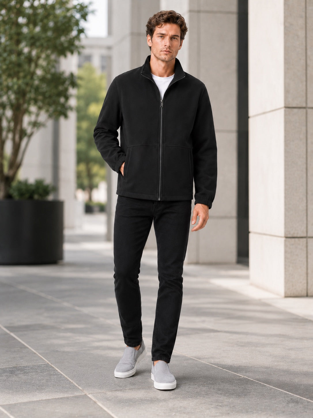 Men’s Autumn Jacket Stand Collar Zip-Up Loose Fit Casual Work wear Jacket for Travel and Everyday Wear