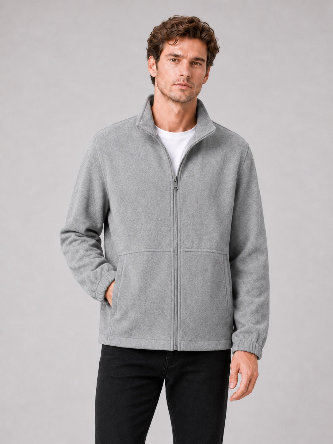 Men’s Autumn Jacket Stand Collar Zip-Up Loose Fit Casual Work wear Jacket for Travel and Everyday Wear