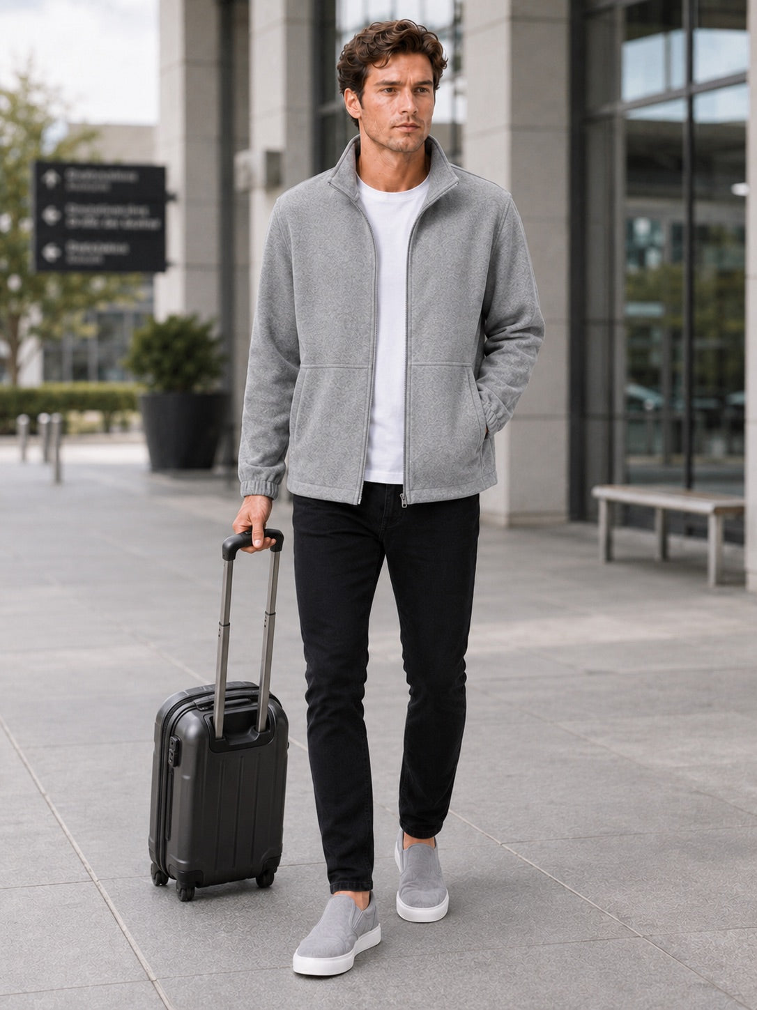 Men’s Autumn Jacket Stand Collar Zip-Up Loose Fit Casual Work wear Jacket for Travel and Everyday Wear